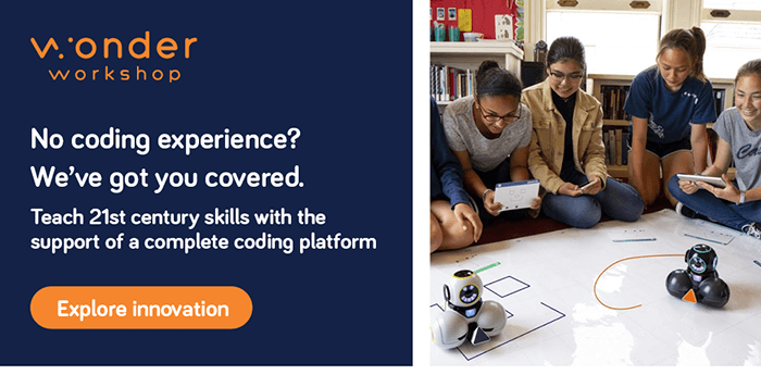 Wonder Workshop--No coding experience? We've got you covered. Teach 21st centuray skills with the support of a complete coding platform--Explore innovation