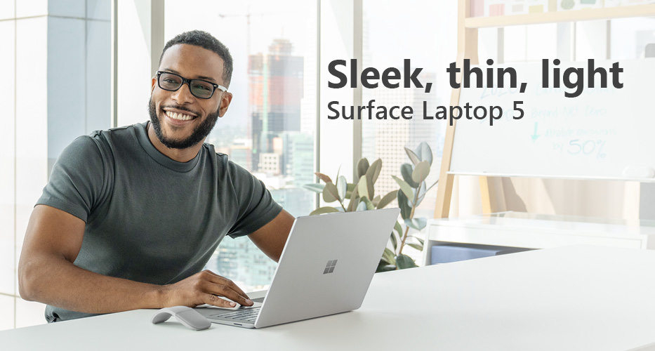 Sleek, thin, light. Surface Laptop 5