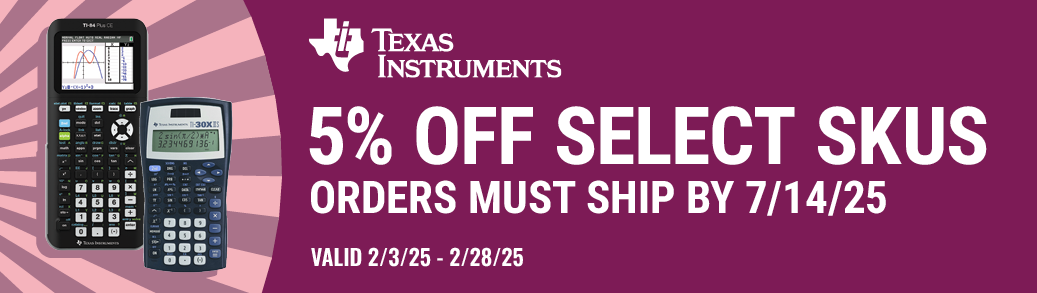 5% off select SKUs. Orders must ship by 7/14/25. Valid 2/3/25 – 2/28/25.