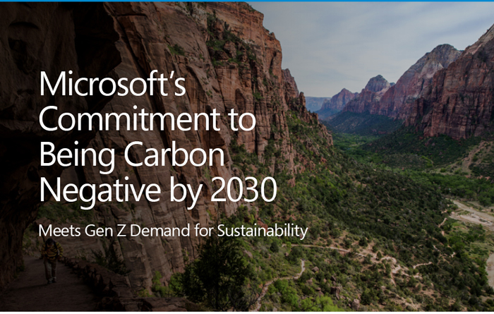 Microsofft's Commitment to being Carbon Negative by 2030 meets gen z demand for sustainability.