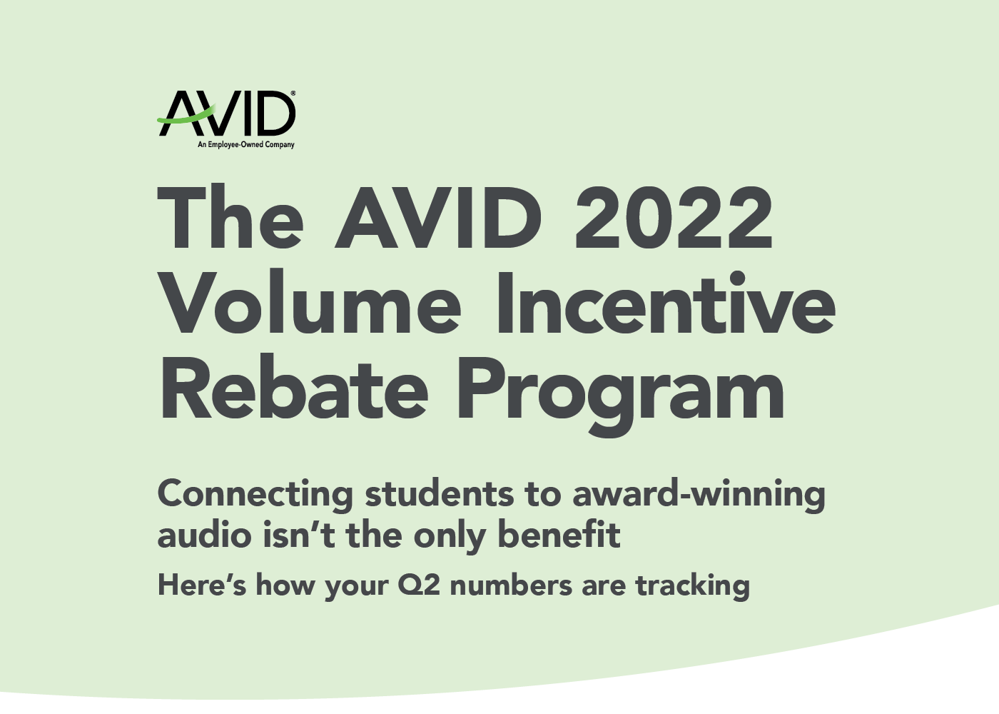 The AVID 2022 Volume Incentive Rebate Program: Here's how your Q2 numbers are tracking.