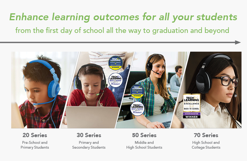 Enhance learning outcomes for all your students from the first day of school all the way to graduation and beyond. 20 series, pre-school and primary students. 30 series, primary and secondary students. 50 series, middle and high school students. 70 series, high school and college students.