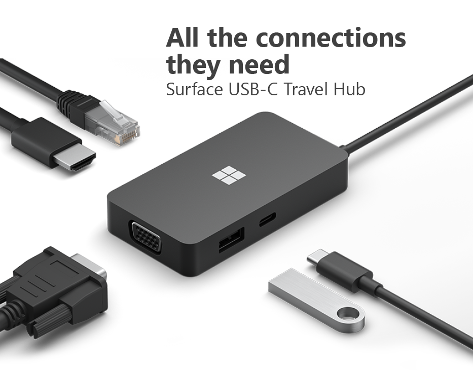 All the connections they need--Surface USB-C Travel Hub