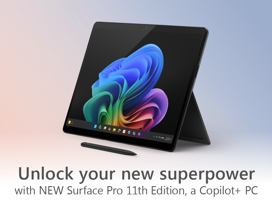 Unlock your new superpower with NEW Surface Pro 11th Edition, a Copilot+ PC