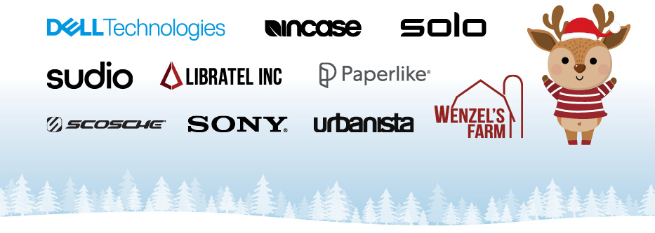 Dell, Incase, Solo NY, Sudio, Libratel, Paperlike, Schosche, Urbanista, Wenzel's Farms, Sony.